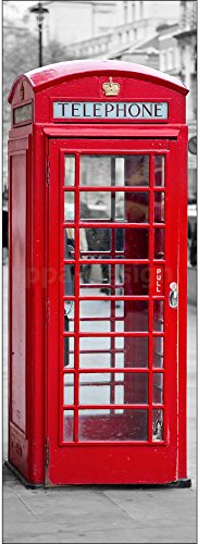 PPA DESIGN Sticker Porte Trompe l'oeil Cabine Téléphonique Anglaise- SAPP583 (73x204cm)