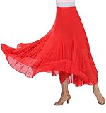 100% nuevo Danza del Vientre Falda Profesional Gasa Falda Larga Falda de la Mujer Talla única Rojo