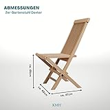 KMH 2er Set Klappstühle ohne Armlehnen aus echtem Teakholz - 4