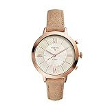 Fossil Q Women's Jacqueline Stainless Steel and Leather Hybrid Smartwatch, Color: Rose Gold-Tone, Beige (Model: FTW5013)
