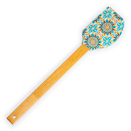 Spatule en Silicone avec Motif Imprimé et Manche en Bambou, 31 cm, sans BPA (Vintage 2) Cover