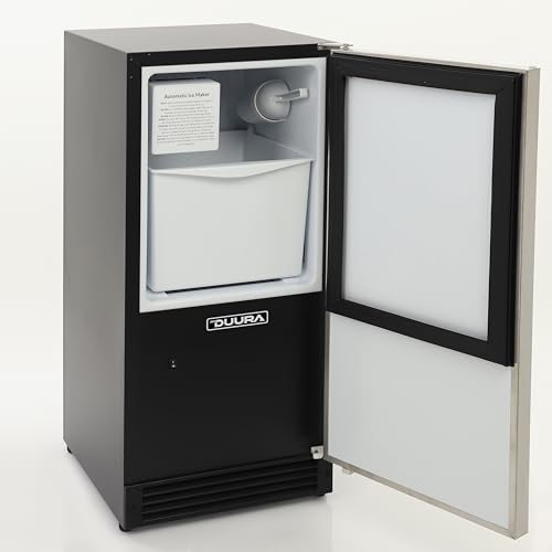 Image of DUURA DIM25C Crescent Ice Maker Front-Venting for Indoor Built-in Undercounter Use, Shallow Depth, 15-Inches Wide, 25-Lbs., Metallic