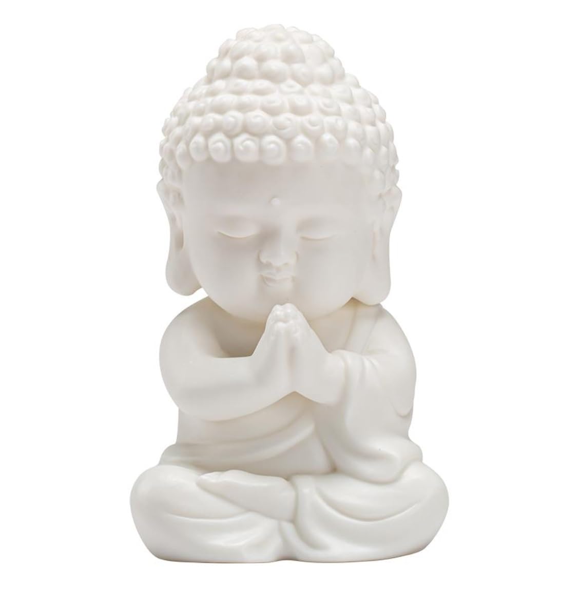 GAOJUNAN Buddha Statue,Zen Altars, 4inch Buddha Statue Cute Sitting For Home Living Room Car Decoration Desk Shelf Decoration(White)