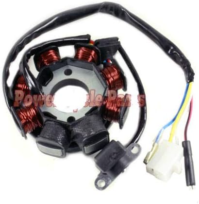 Magneto STATOR 8 Coil Pole Compatible with GY6 49cc 50cc 80cc 125cc 150cc139QMB 147QMD 152QMI 157QMJ Engine, Scooter ATV JONWAY Lance ZNEN TAOTAO ROKETA - 4 Wires