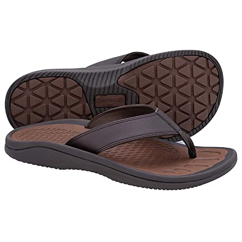 EVERHEALTH Men&#39;s Sandals Orthotic Arch Support Flip Flops, Plantar Fasciitis Flat Feet Heel Spurs Toe-Post Thong Sandal Soft & Light Outdoor Indoor
