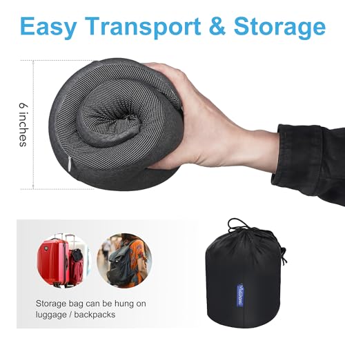 Travel Pillow for Airplane with 100% Memory Foam, 360° Adjustable Full Surrounding Flying Neck Pillows, Travel Pillow Set with 3D Eye Masks, Earplugs (Black) - Image 6