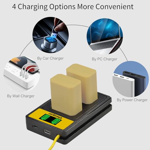 Uwayor NP-FW50 Batería de Reemplazo USB Cargador de Batería de Cámara Doble Ranura por Sony A6000 A6500 A6400 A6300 A5000 A5100 A7 A7R A7R2 A7RII A55 A510 RX10 RX10II