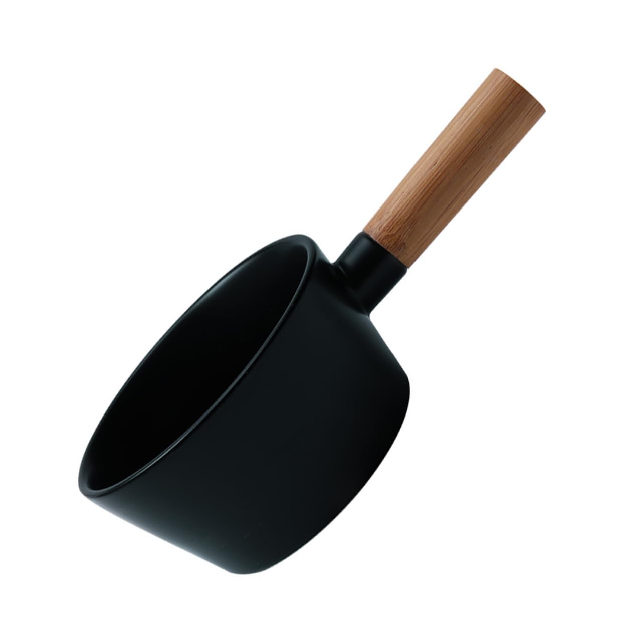Bol en porcelaine 13 cm noir avec manche bois pour vos soupes chaudes