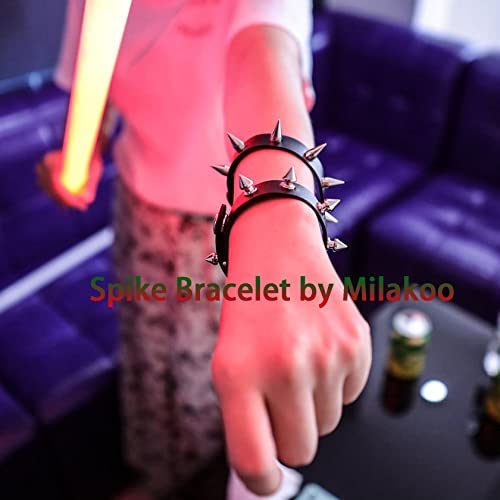 MILAKOO Men Punk Leather Bracelet Spike Cuff Wrap Bracelets Wristband for Women2
