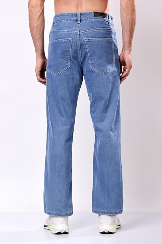 Image of EditLook Men's Denim Cotton Blend Oversized Loose Baggy Fit Mid Rise Jeans Pants for Men