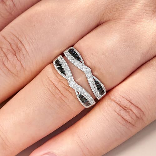 Newshe Jewellery Ring Enhancer for Engagement Rings AAAAA Cz Wedding Band Bridal 925 Sterling Silver Guard and Wraps Size 5-104