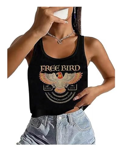 Western Cowboy Crop Tank Tops Women Vintage Graphic Cowgirl Tees Country Concert Tshirt Casual Sleeveless Crop Tops (M, Black1)