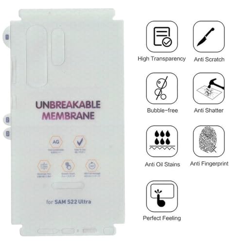 Image of NISHTECH Matte Finish Full Body Cover Back Protector Compatible with Samsung Galaxy S22 Ultra 5G | Unbreakable Membrane Scratch Guard Full Fit Protective, Case Friendly, (Back & Side) (Pack of 1)