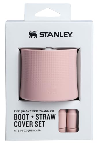 Image of Stanley Quencher Boot and Straw Cover Cap | Anti-Slip Silicone Protector for 14 oz Tumbler with Handle | Accessory Set for Stainless Steel Drinking Cup | BPA-Free | Pink Dusk