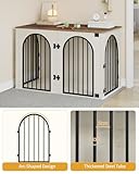 Hzuaneri Hundekäfig Möbel, 108 cm Hundebox für Zuhause, 3 Türen, Bogentür, Moderne Hundebox Indoor für Hunde, Beistelltisch, Hundekäfig Hochbelastbar, 108 x 64 x 76 cm, Weiß Braun DFC86014B