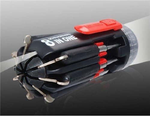 SD-890 8-in-1 Screwdriver Set with LED Flashlight (Black & Red)