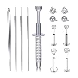 QWALIT Piercing Assistant Tool Piercing Jewelry Ball Grabber Screw Tool for Changing Jewelry Piercings Screw on Threader Tools Silver Labret Lip Studs Internal Threaded Threadless Earring 18g 20g 16g