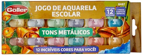 Jogo de Aquarela Cores Metálicas estojo 12 cores