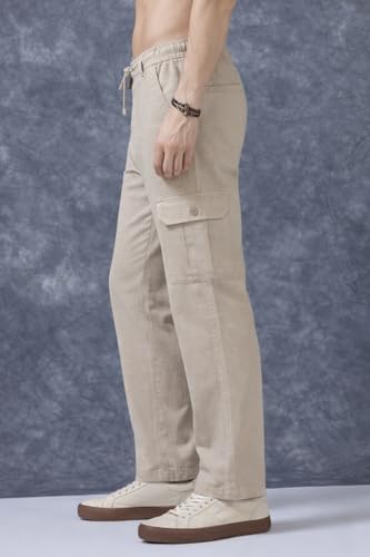 Image of Men's Multi Color Cargo Casual Trousers | Men's Regular Fit Straight Pants | Comfortable Stylish Cargo for Men | Soft Fabric for Everyday Wear, Travel & Office | Linen Cotton Bottom Wear