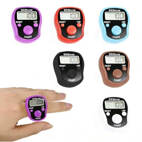 Image of TESEAS Electronic Finger Counter, 6 Pack Digital Tally Counter Clicker with Led, Resettable 5 LCD Digit Display Hand Tally Counter Counting for Golf,Goods Counting,Lap & Knitting