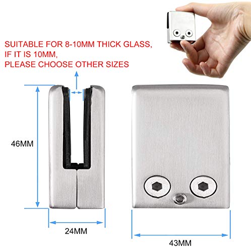 4 Stücke Glasklemmen, Edelstahl 304 Glas Klemmen mit 2er Sechskantschlüssel | geeignet für 8-10 mm Glasscheibe |Einstellbare Glas Halterung Flache Rückseite für Balustrade Treppe Handlauf Poliert