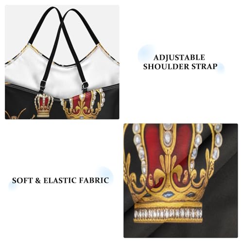 Toddler Girl One Piece Swimsuit, Summer Beach Swim Suits Kids 3-10 Y, Bees Royal Crowns Black3