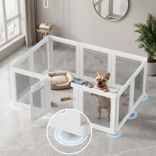 Purrsign Clear Acrylic Dog Playpen Indoor, 24" H, White