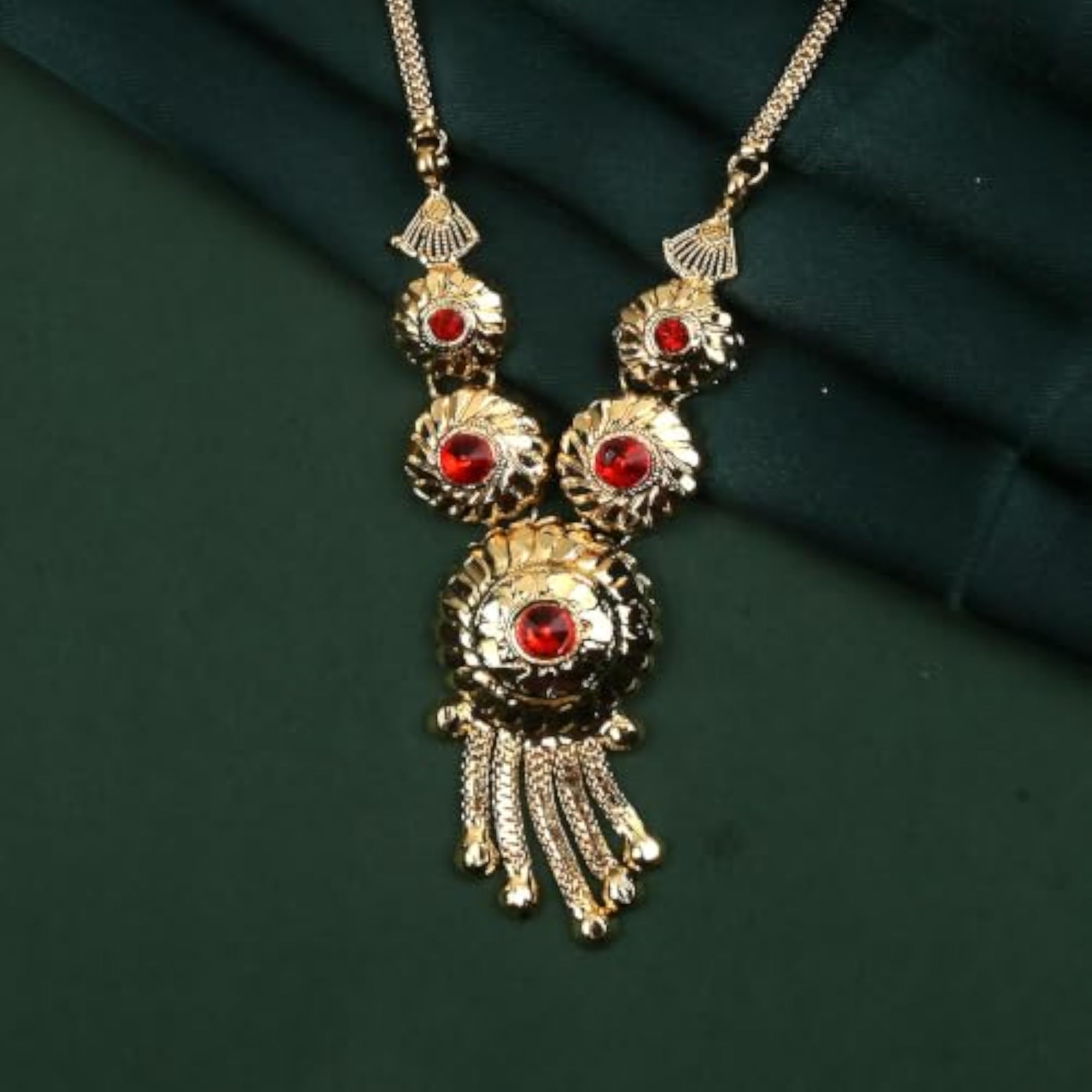 Dazzling Red Lotus Flower Necklace for Ganesh Decoration