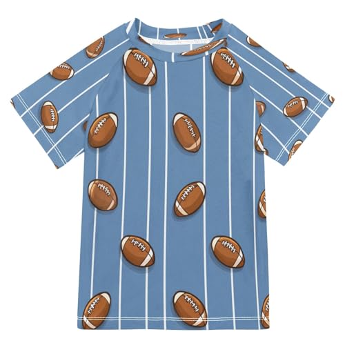 Boys Short Sleeve T-Shirts America Rugby Cartoon Rashguard Kids Swim Shirts Sun UPF 50+