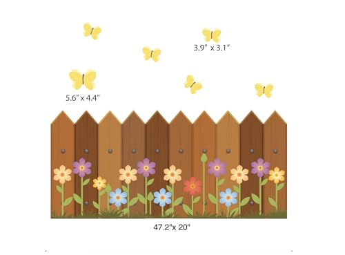 Vinilos decorativos flores y cerca de madera para habitación infantil miniatura 2