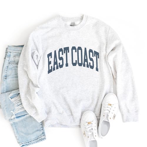 East Coast Sweatshirt, Cute Beach Pullover, Faded Vintage Aesthetic Varsity, Trendy Travel Destination Gift For Him or Her, Unisex Crewneck Sweatshirt4