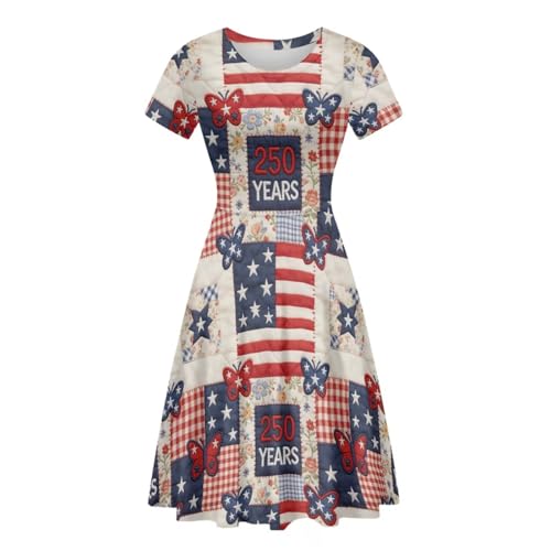 Image of POLERO Sunflower Dress for Women Floral Summer Dresses Short Sleeve Casual Sundresses Midi Dresses