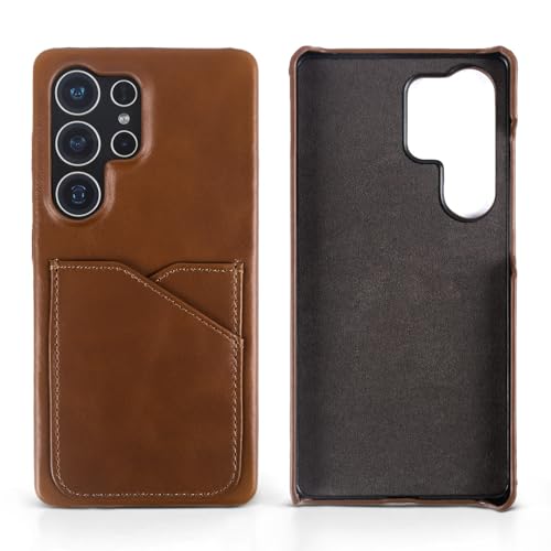 Coque Galaxy S20 Ultra 5G étui cuir marron avec porte-carte rétro antichoc