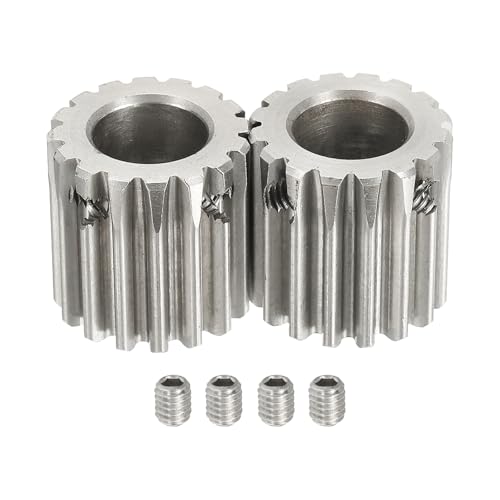 uxcell 2Pcs 1 Mod 16T Spur Gear 10mm Bore, 304 Stainless Steel Pinion Gear