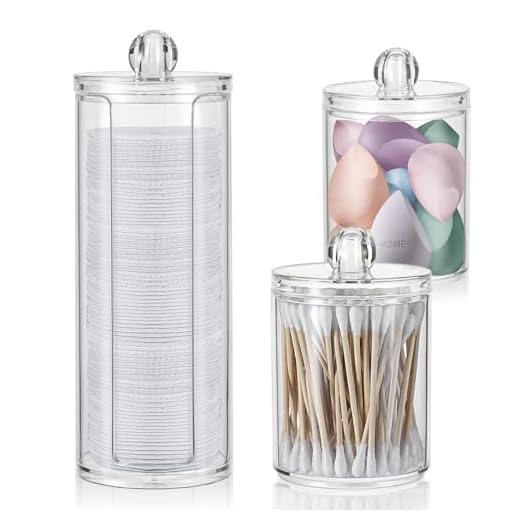 MumdoYAL 3 Stk Wattepadspender，Schminktisch Zubehör，Bathroom Organizer，Wattepads Aufbewahrung mit Deckel，Wattestäbchen-Behälter,for Dresser, Bathroom，Bedroom