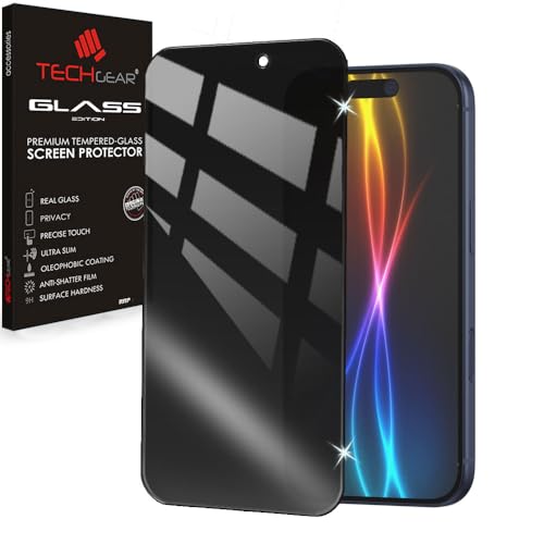 TECHGEAR Anti-Spy Privacy Glass Screen Protector for iPhone 17 (2025) 3D Full Coverage Tempered Glass Anti-Peeping Filter Face ID Compatible