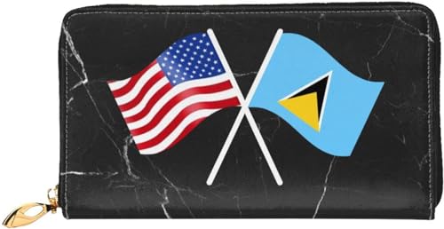 American And Saint Lucia Flag Wallet Card Bag