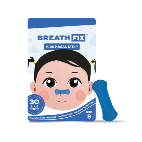Image of BREATH FIX Kids Small size (Ages 12+) Blue Nasal Strips | Non-Magnetic | Enhances Sleep & Athletic Performance | Optimizes Oxygen Intake | Skin-Friendly & Flexible Fit | Sweat-Resistant | CDSCO Approved | 30 Strips