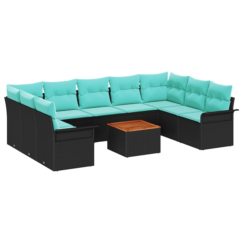HaoChrymec Salon de Jardin modulable, Noir et Turquoise, 10 pièces