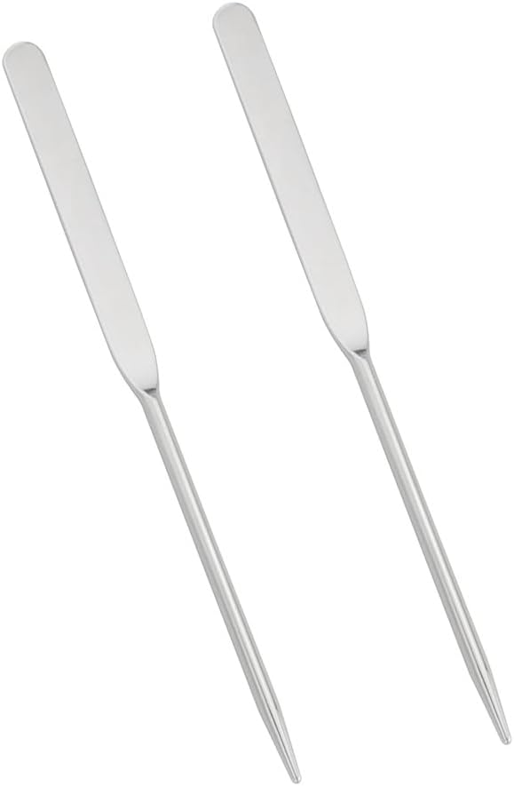 JianLing 2PCS Makeup Spatula Facial Mixing Stick Stainless Steel 420 Foundation Spatula Silver 160mm for Makeup Colour Mixing DIY Nail Art Mixing Foundation Cream