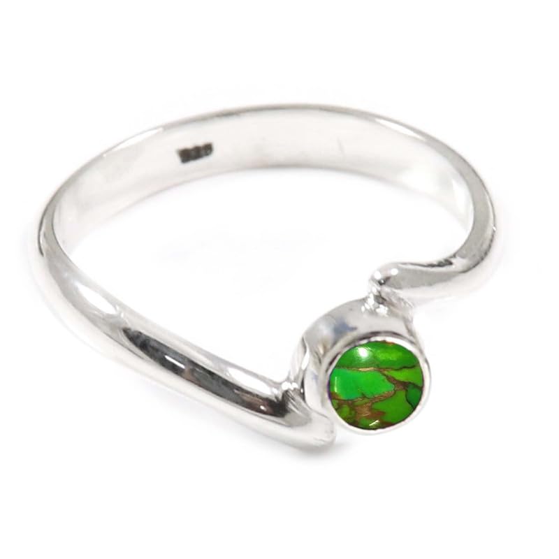 JEWELSTREZORO TSR369AA - Anillo de plata de ley con piedras preciosas para hombre y mujer, todos los tamaños, hecho a mano, V 1/2, Metal Piedra preciosa., Verde Cobre Turquesa