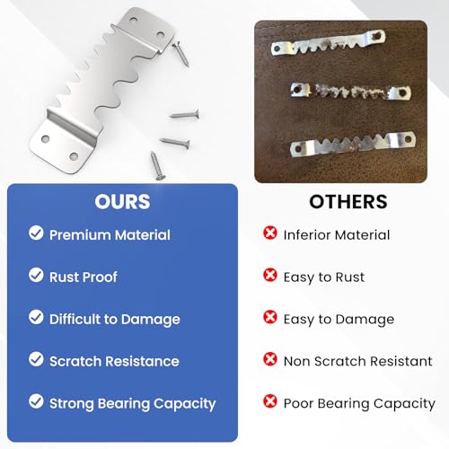 Image of Aifeier ET 6PCS Large Sawtooth Picture Hangers Supports 300 lbs Heavy Duty Picture Hanging Hardware Picture Frame Bracket with Screws, Painting Hanging Accessories for Heavy Decorations(Silver)