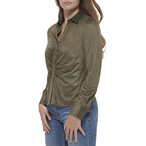 Image of Calvin Klein Women's Collar Soft Sinched Micro Suede