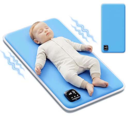 Baby Vibrating Sleep Soother Pad Baby Sleep Aid Vibrating Mattress Pad Sleep Soother 90 Min Timer Vibrating Mat for Sleep Aid to Calm Fussy Newborn for Easier Rest Infant: 0-12 Months Blue
