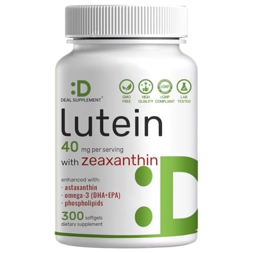 Lutein and Zeaxanthin Supplements, 40mg Per Serving, 300 Softgels