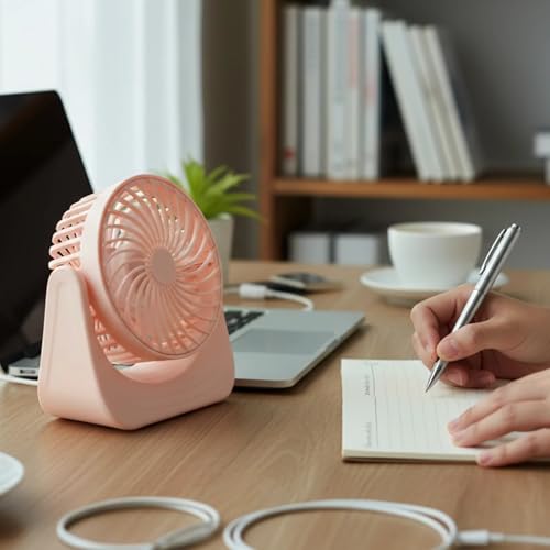 Image of Normalee Plug and Play Silent Desktop Mini Fan with Adjustable Tilt Head | Compact Table Fan for Office Desk, Study Table & Bedroom | Low Noise Personal Cooling Fan (1 Pc)