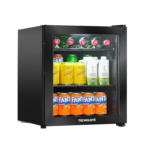 Beverage Refrigerator Cooler,Mini Fridge,Free Standing,1.6 Cu.Ft Cools Down To 32 ℉,Stainless Steel,LED Touchscreen Digital Temp Control,Under Counter,Double-layer Glass Door,Adjustable Shelves,Black