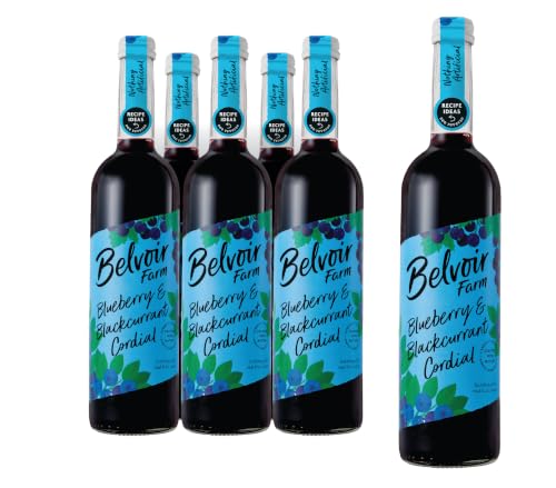 Belvoir Farm Blueberry and Blackcurrant Cordial - Blended Real Fruit and Berries Traditional Family Recipe 100 Percent Natural Ingredients Suitable for Vegetarians and Vegans 6x500 ml Bottles