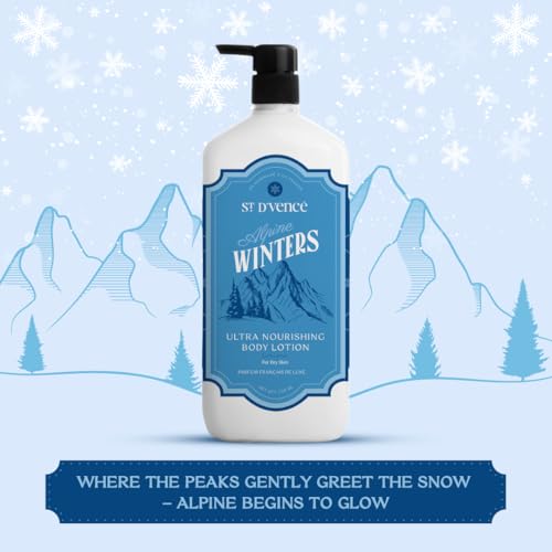 Image of ST. D'VENCE Alpine Winter Edition Body Lotion for Dry Skin Women & Men | Tea Tree Oil, Shea Butter and Vitamin E | Moisturizer Cream Body Lotion for Summer | Deep Moisturizer Cream - 700 ml