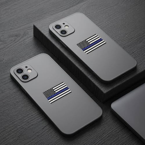 Image of 18 pcs 2 x 1 inch USA Flag Decal Sticker with Thin Blue Line for Work Cap, Motorcycle Helmet, 2 x 1 inch American USA Flag Decal Sticker Honoring Police Law Enforcement